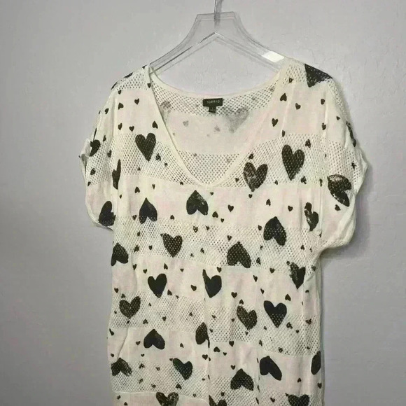 Torrid Black White Heart Print Short Sleeve Sweater Top 1 1X 14/16 - Picture 3 of 6